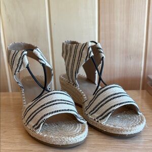 Eileen Fisher Striped Espadrille Woven Agnes Wedge Sandals